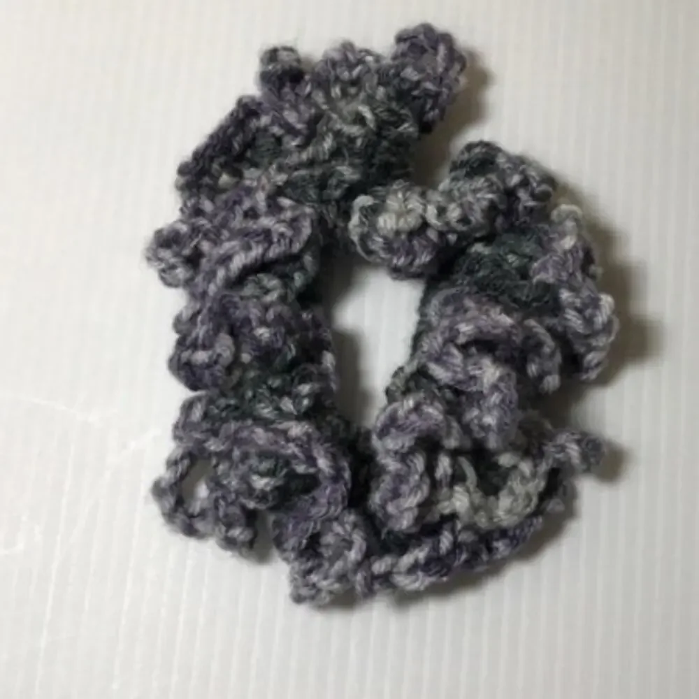 NWT Purple Gray Handmade Crocheted Hair Scrunchie by Dawny